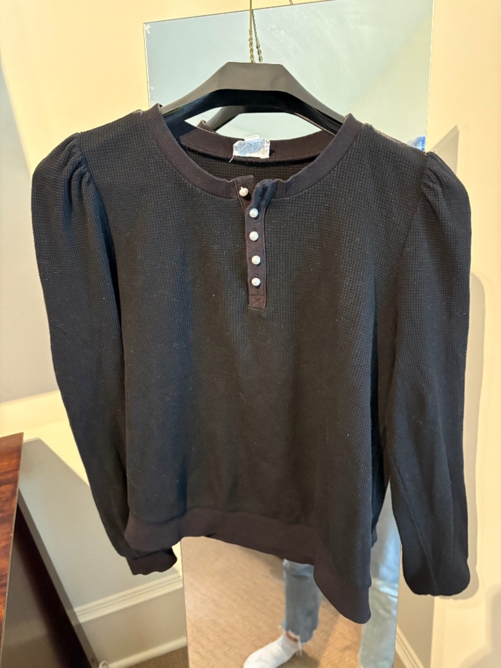 Cami NYC Waffle Shirt with Pearl like buttons